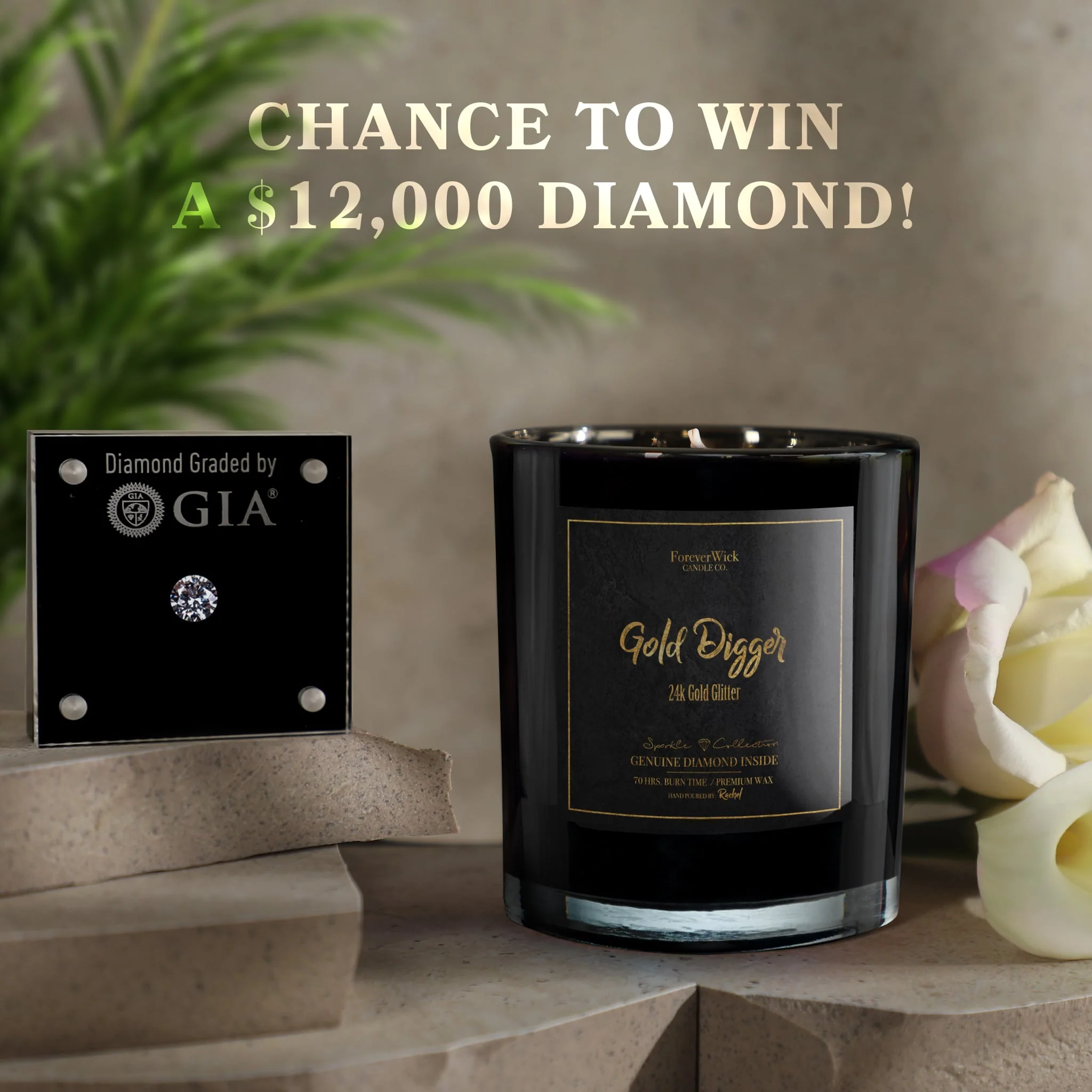 24K Gold Digger Diamond Candle - Image 4