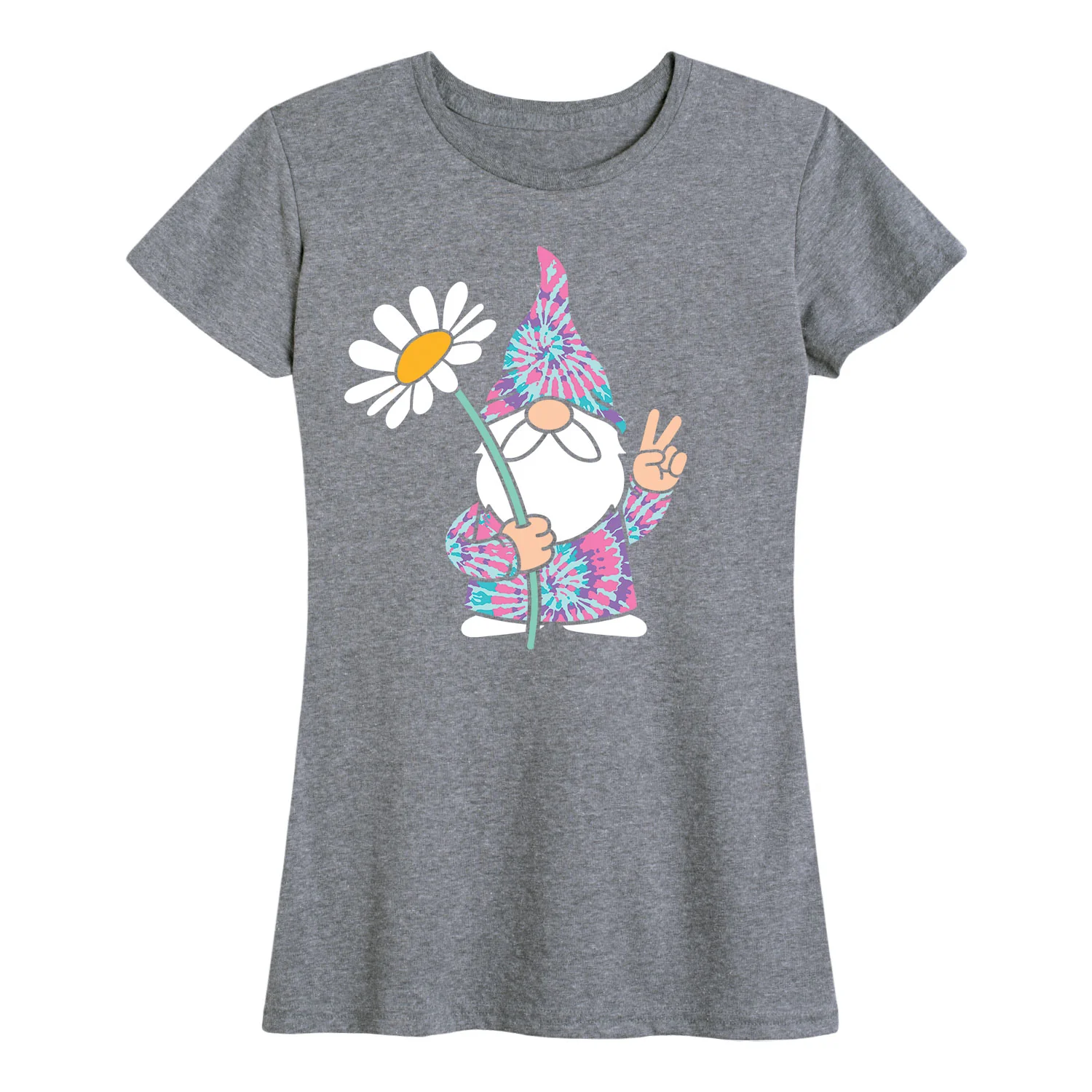 Instant Message - Tie Dye Gnome With Daisy - Women's Short Sleeve Graphic T-Shirt - Image 4
