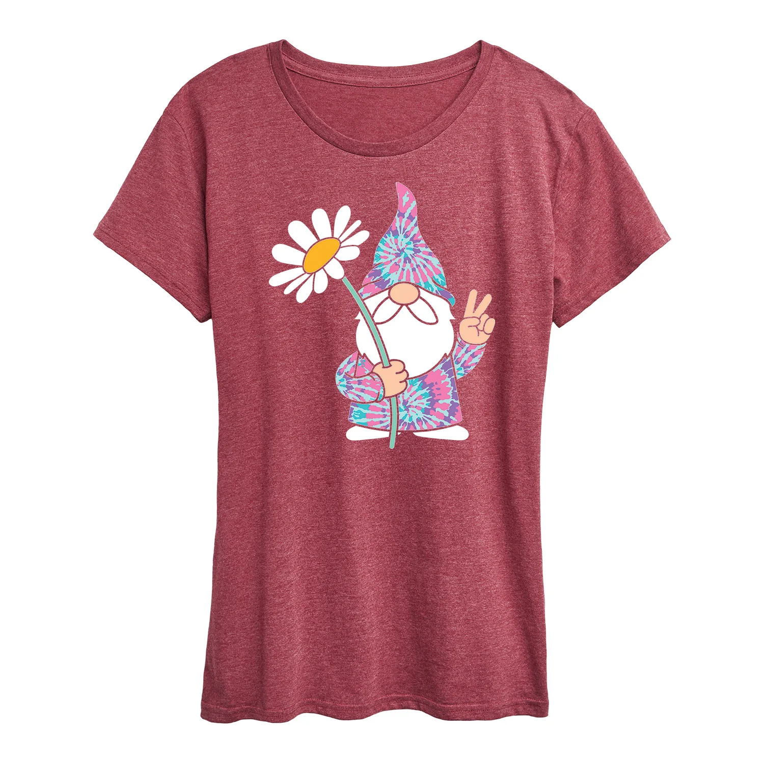 Instant Message - Tie Dye Gnome With Daisy - Women's Short Sleeve Graphic T-Shirt - Image 5