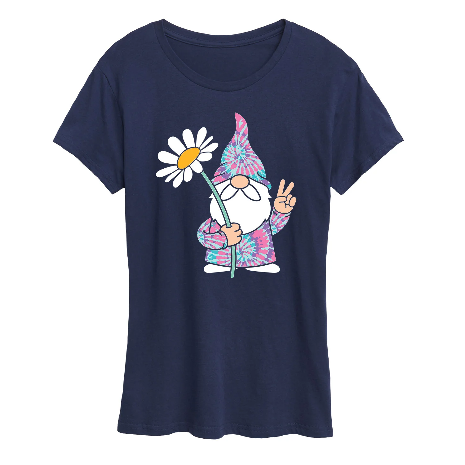 Instant Message - Tie Dye Gnome With Daisy - Women's Short Sleeve Graphic T-Shirt - Image 6
