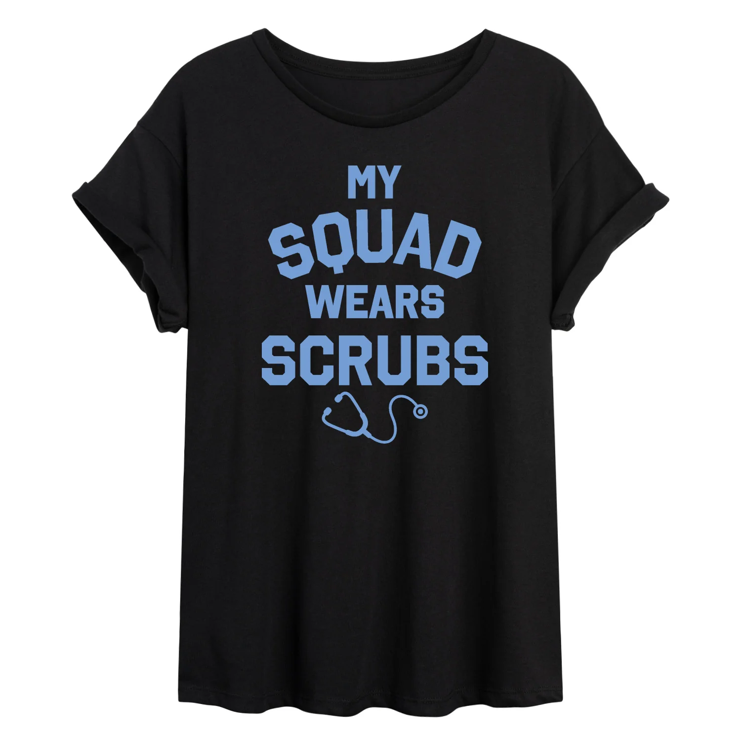 Instant Message - My Squad Wears Scrubs - Juniors Oversized Graphic T-Shirt - Image 3